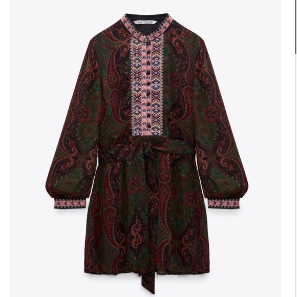 NWT Zara Dress with Jacquard Trims - Picture 1 of 11